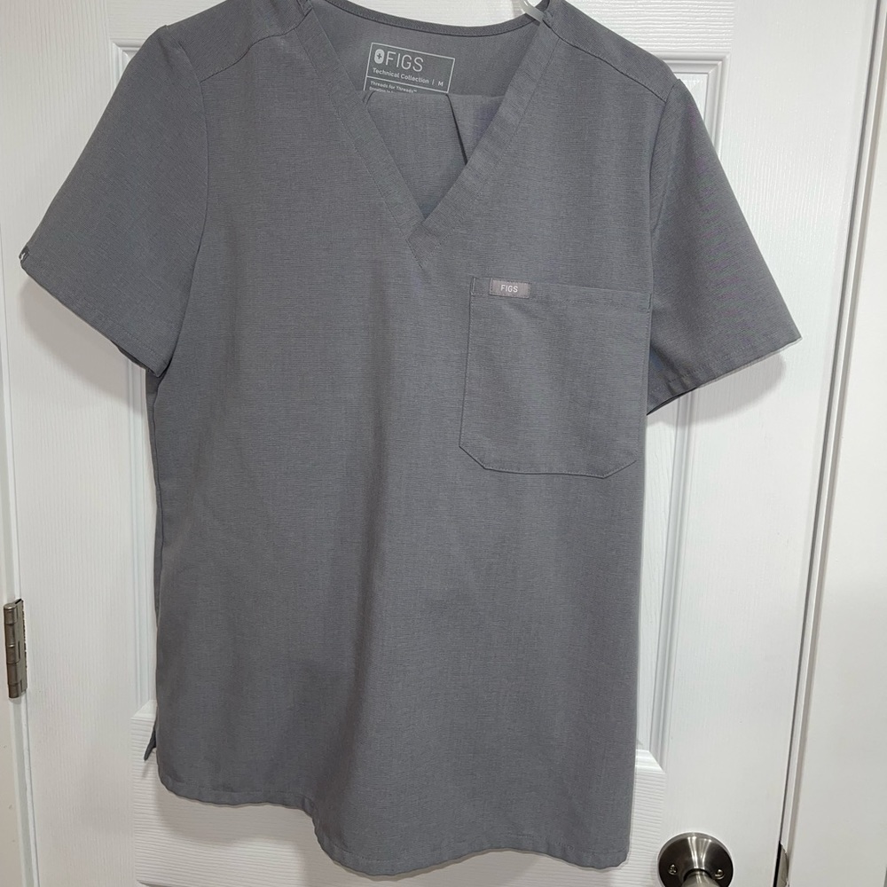FIGS dark space grey catarina top